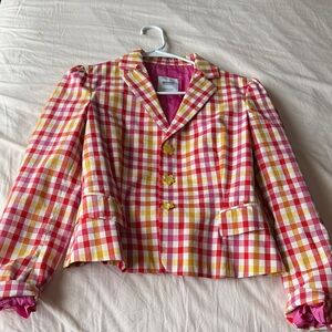 Moschino Pink and Yellow Checkered Blazer